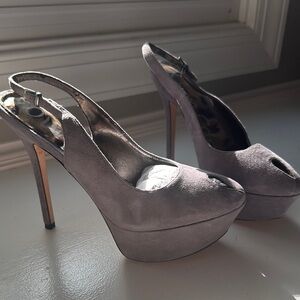 Sam Edelman Gray Platform Slingback Heels